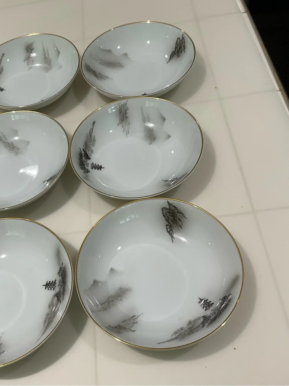 Six Fukagawa fruit bowls